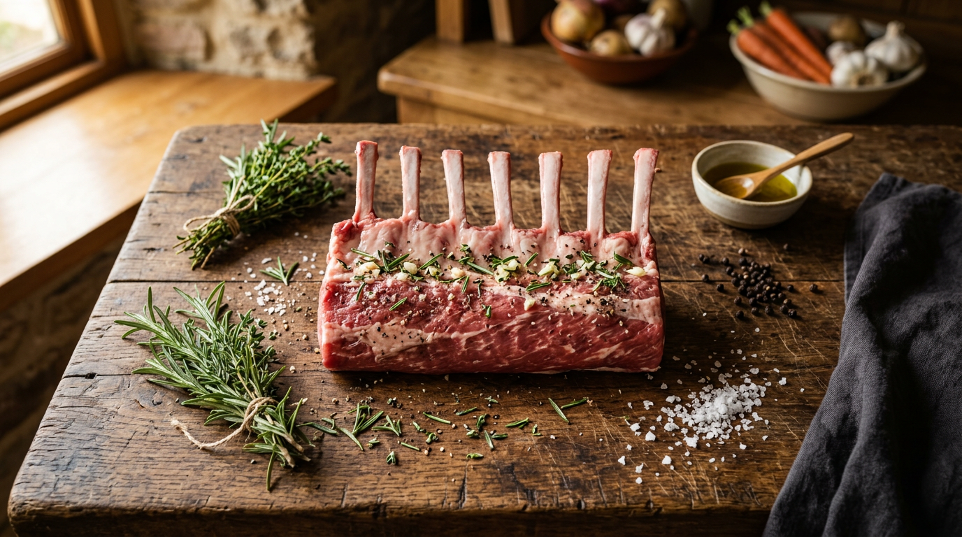 NZ Lamb Rack Cap Off