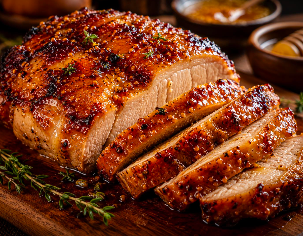 Rustic Honey Mustard Roasted Pork Neck
